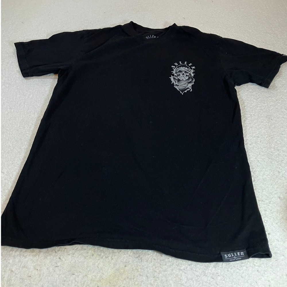 Sullen Art Collective Mens Black Skull Rose Tattoo Graphic T-Shirt XL
